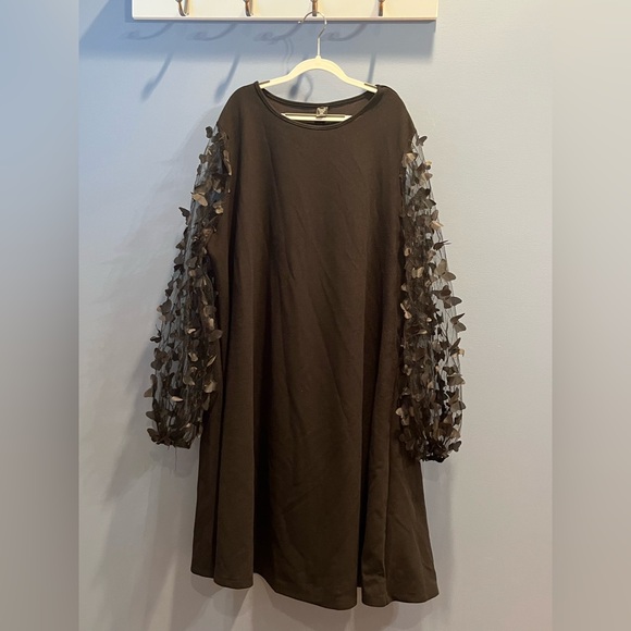 SHEIN Black Dress with Butterfly-Design Sleeves - Picture 1 of 4